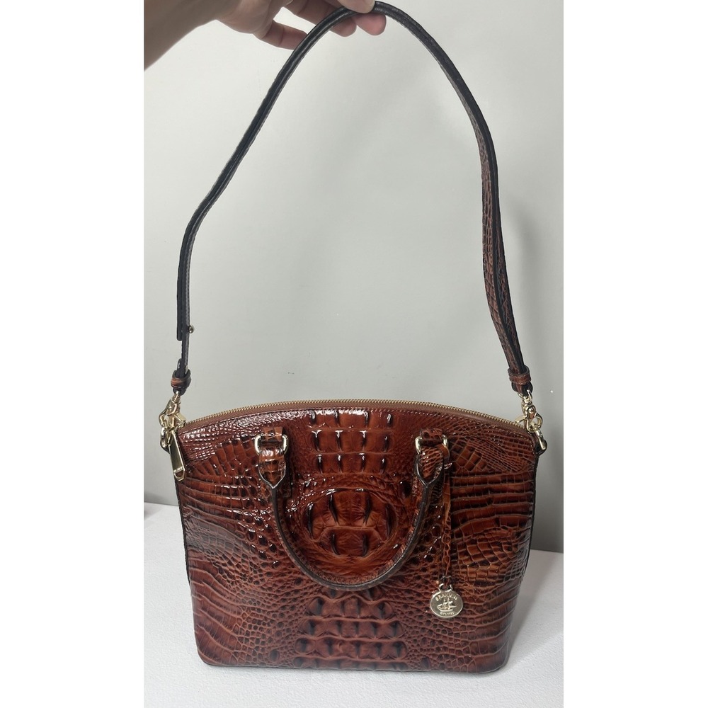 Brahmin Duxbury Satchel Pecan Melbourne Handbag Purse With Strap - Picture 11 of 16
